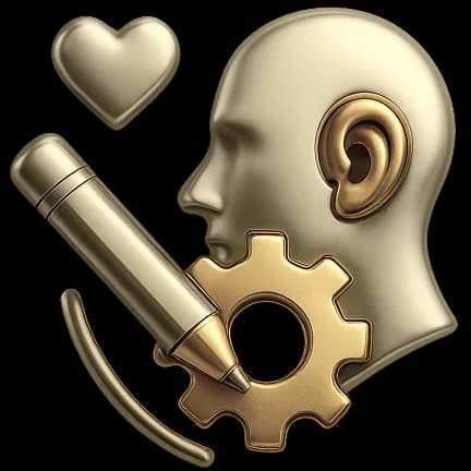 Illustration of a head with an ear, pencil, gear and heart, representing understanding your audience