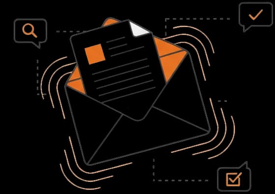 Illustration of an email envelope delivering the performance report