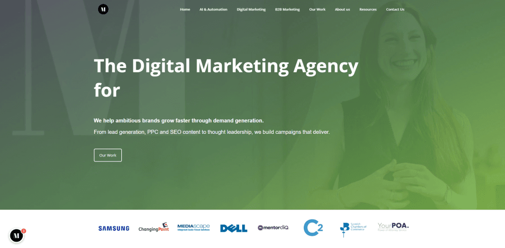 Munro Agency homepage with the headline The Digital Marketing Agency for