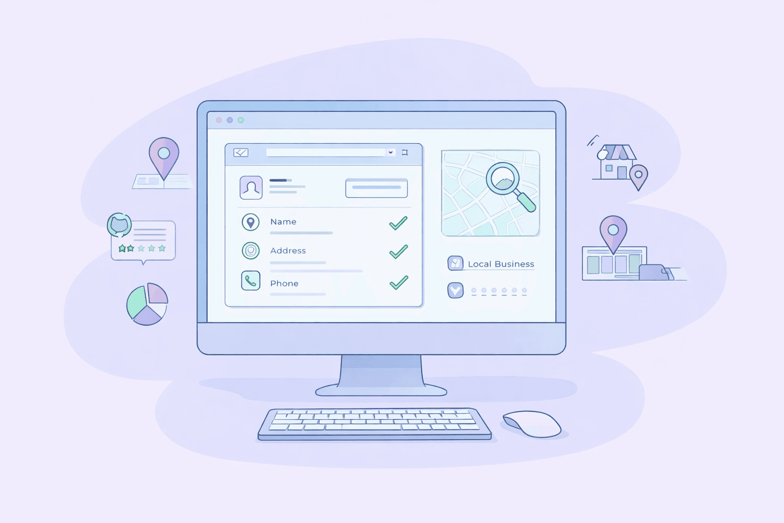 Website audit process showing local SEO elements