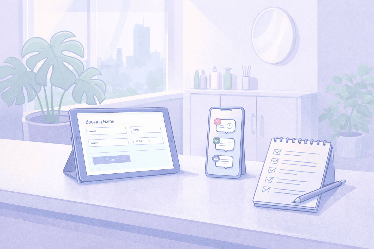 Simple workflow automation setup for AI automation using booking form, phone alerts, and checklist.