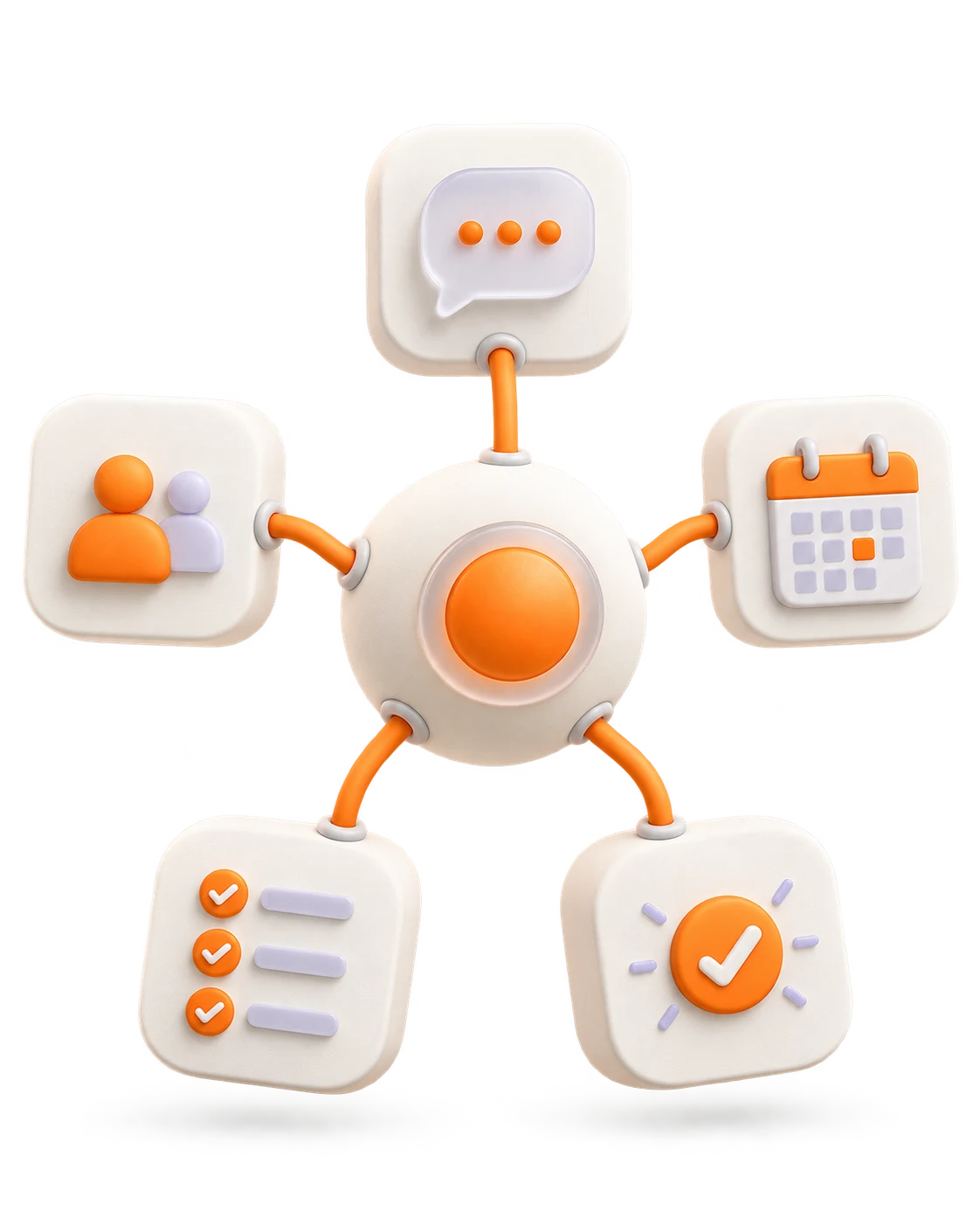 A single CRM hub connecting messages, contacts, calendars and tasks