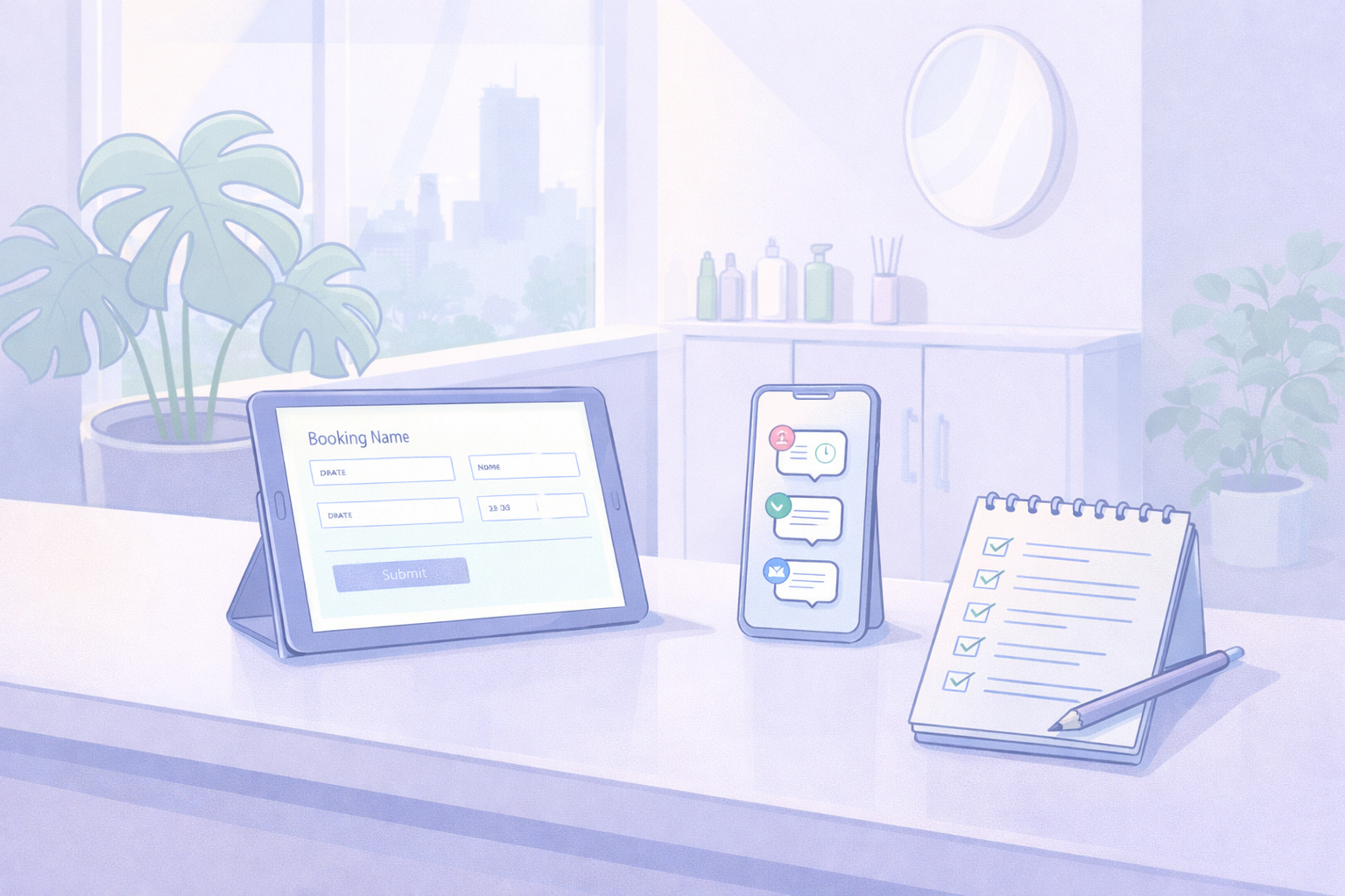 Simple workflow automation setup for AI automation using booking form, phone alerts, and checklist.