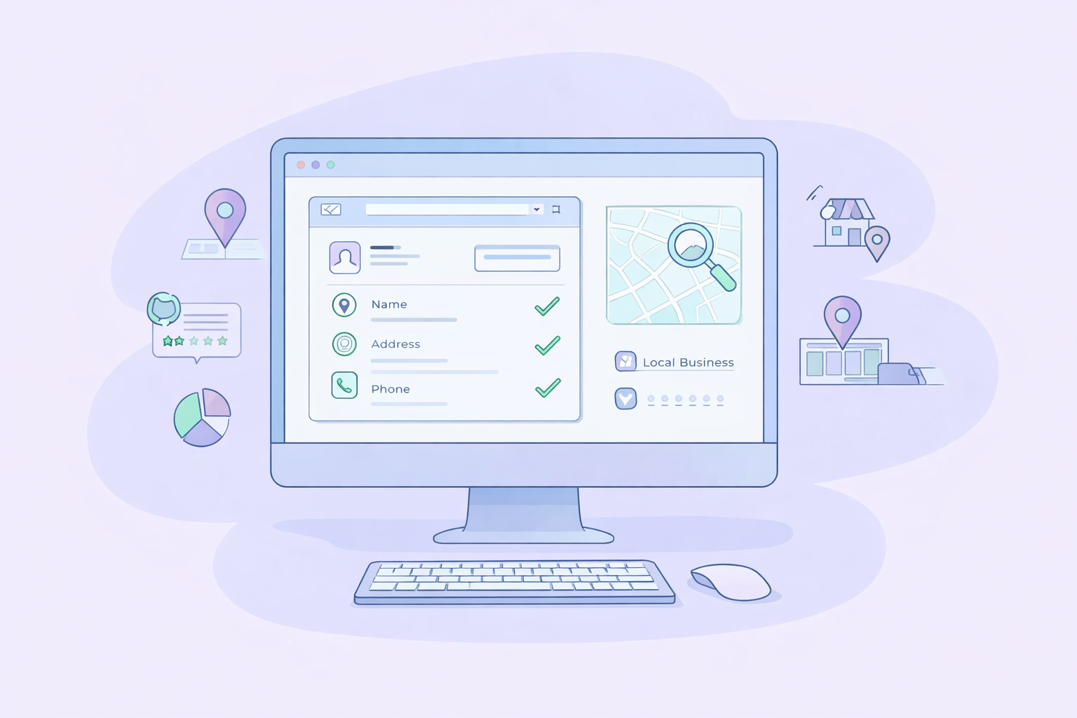 Website audit process showing local SEO elements