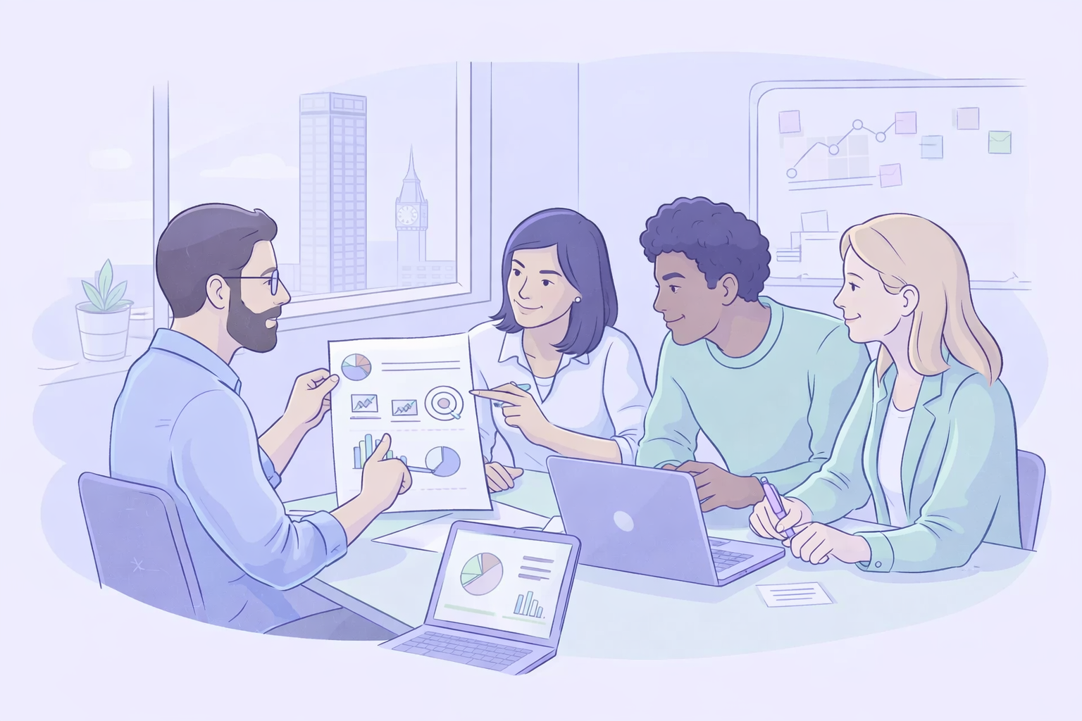 Manchester team reviewing a 90-day proof then compound plan for Ads and SEO